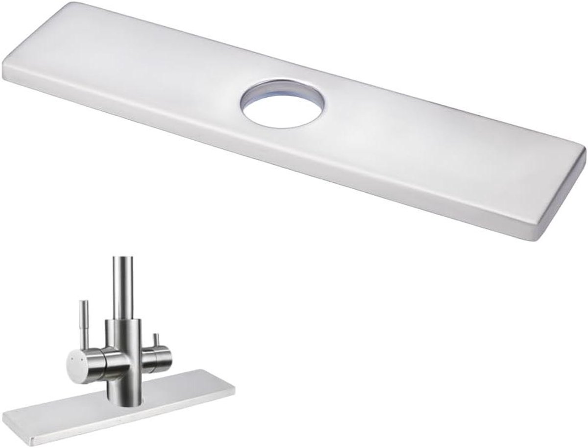 Inovra - Roestvrijstalen bassin kraangat afdekplaat 10 inch - Langwerpig afdekplaat voor keuken of badkamer - 2 stuks