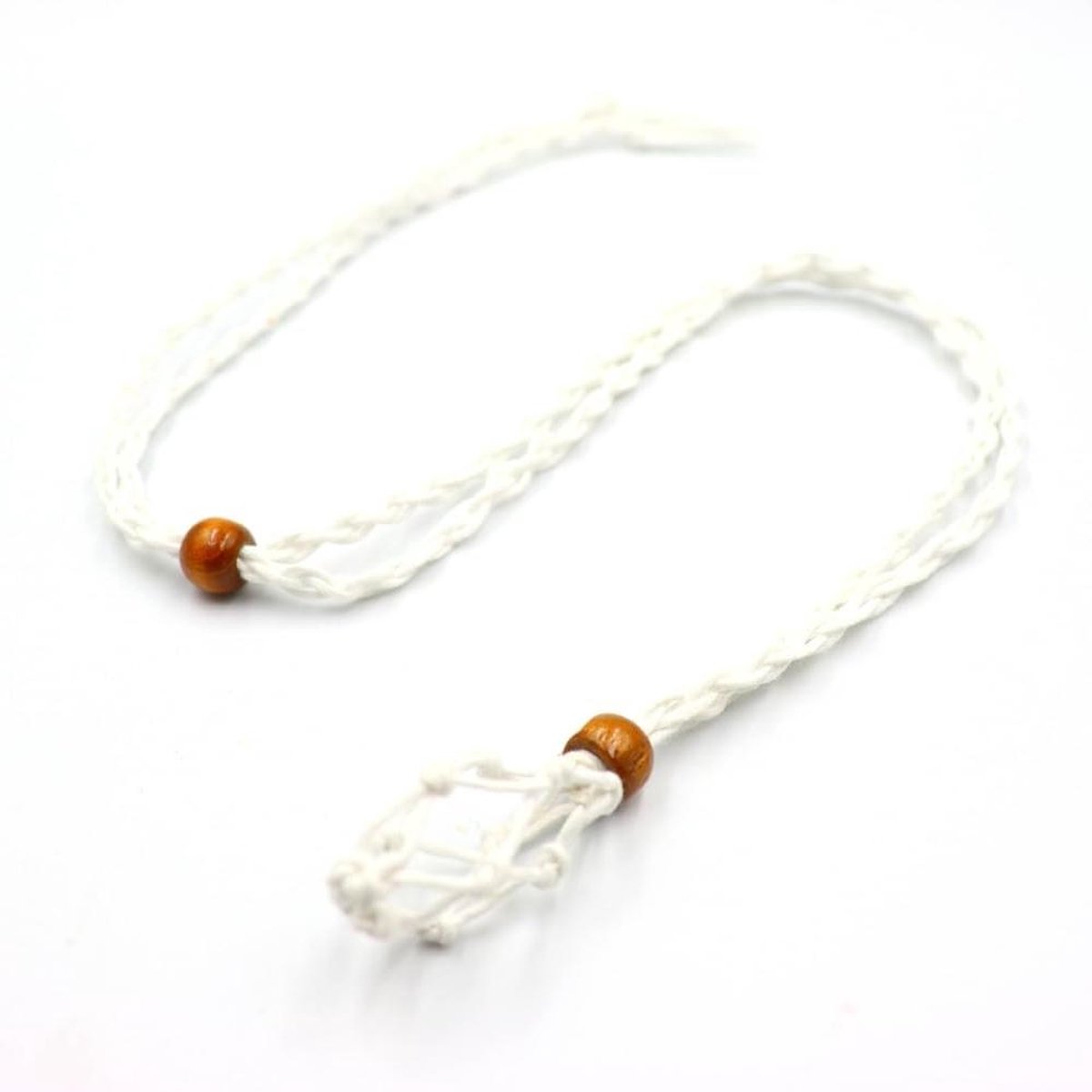 Inovra - Set van 2 verstelbare halskettingen met kristallen, ruwe steen en amulet hanger - DIY sieraden - wit