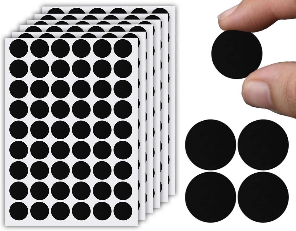 Inovra - Set van 324 meubelafdekkingsstickers voor schroeven, 6 vellen, 21 mm, zelfklevend (zwart)
