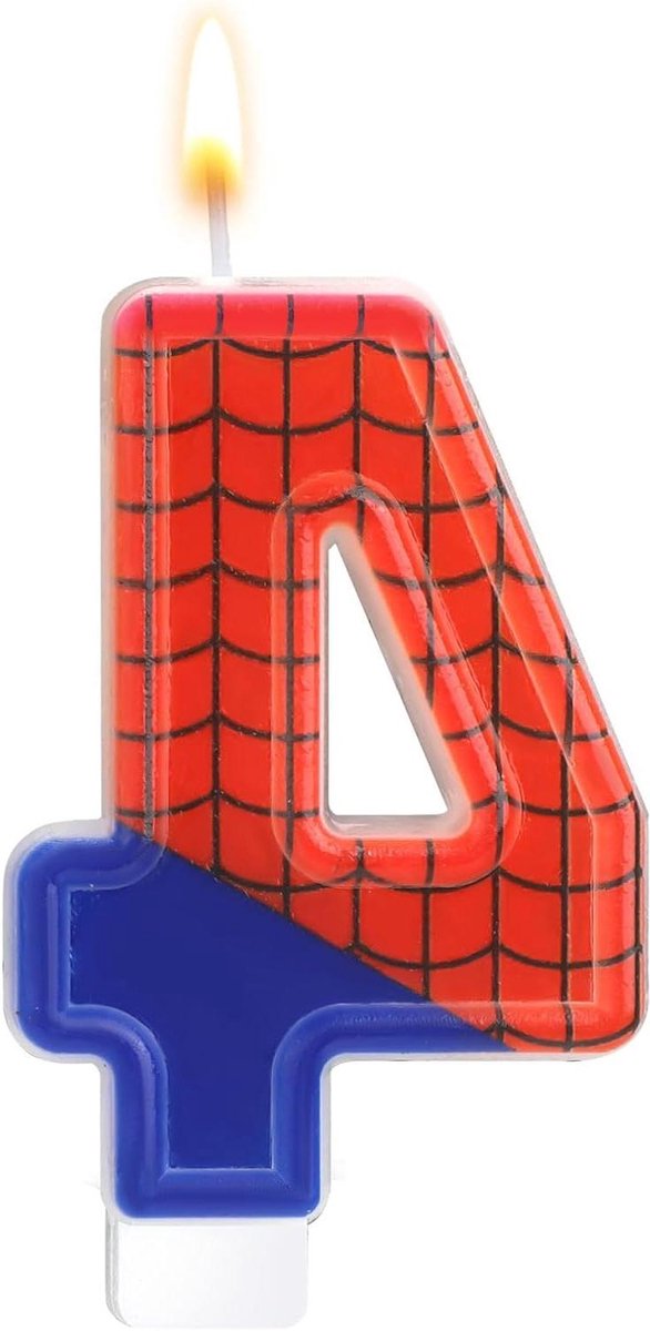 Inovra - Spider thema verjaardagskaarsen - Spin kaarsen - Cijferkaars - Taarttopper kaars - Taartkaarsen - Jongens verjaardagsfeest - Halloween decoratie (4 stuks)