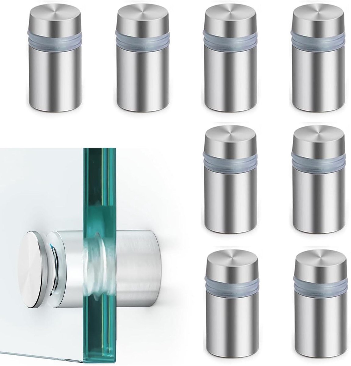 Inovra - Spiegels Reclamespijkers Afstandhouders RVS Schroeven 12 x 20 mm - 8 Stuks . - Hobbybedel