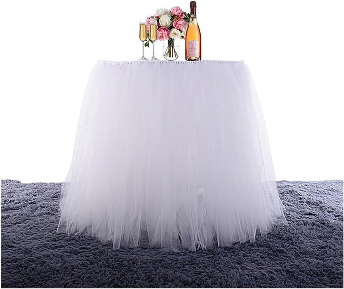 Inovra - Tule tafeldecoratie voor bruiloft en verjaardag, 100 cm x 80 cm, wit