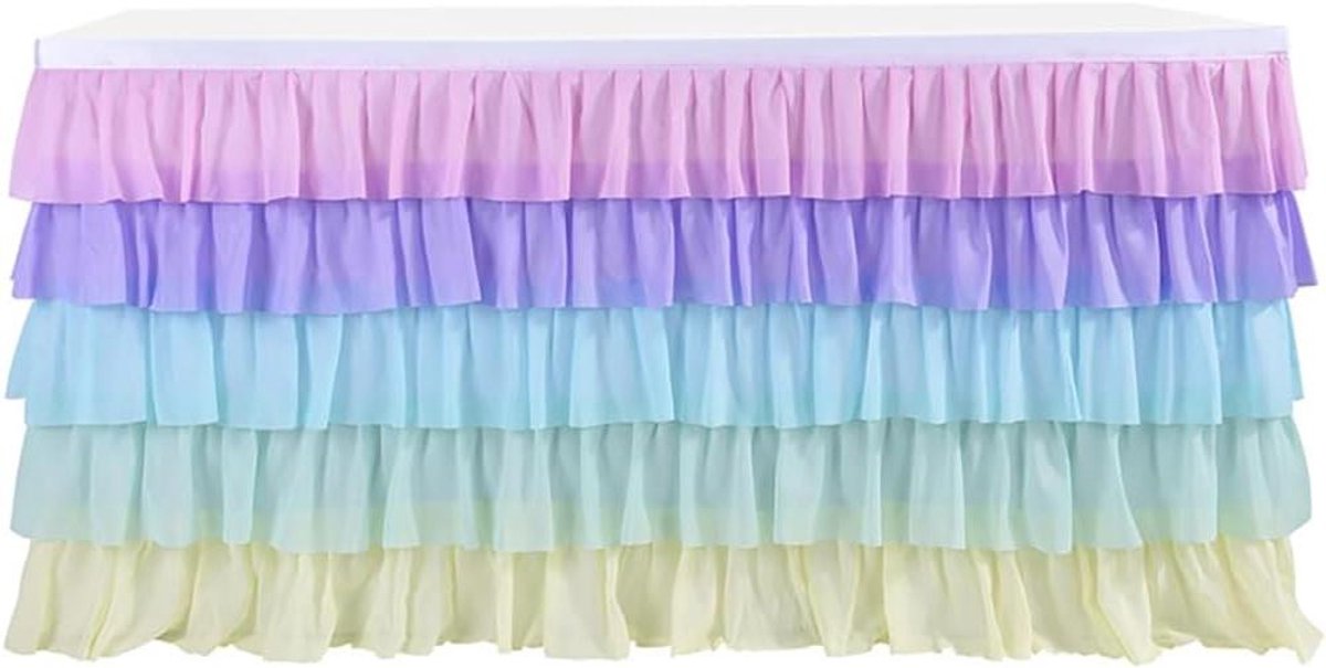 Inovra - Tule tafelrok voor bruiloft, verjaardag, Kerstmis - Meerlaagse tafelkleding - Bureau decoratie - Gekleurd - 275 x 77 cm