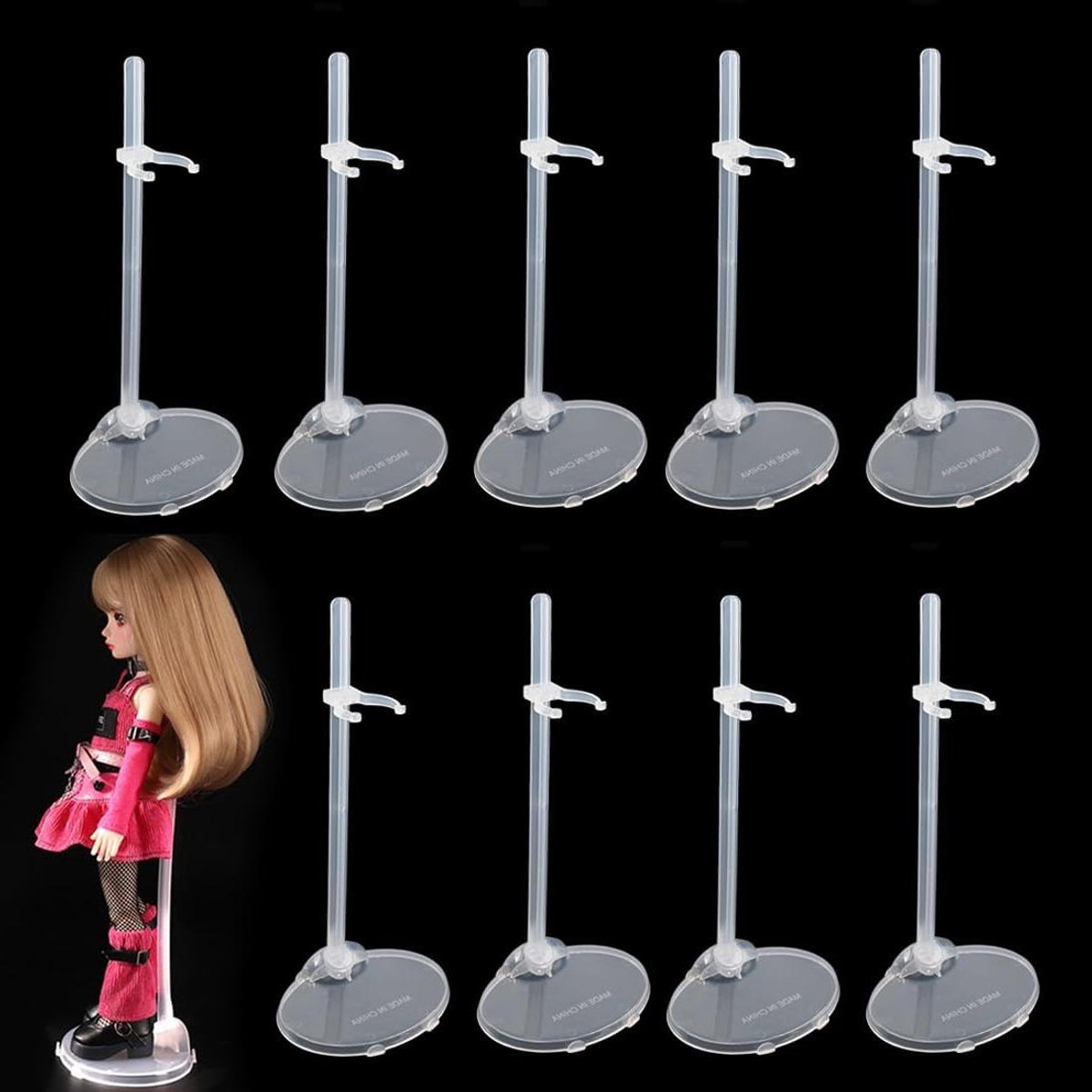   - Verstelbare Poppenstandaard voor Poppen van 27-33 cm - Set van 10 Stuks - Accessoires