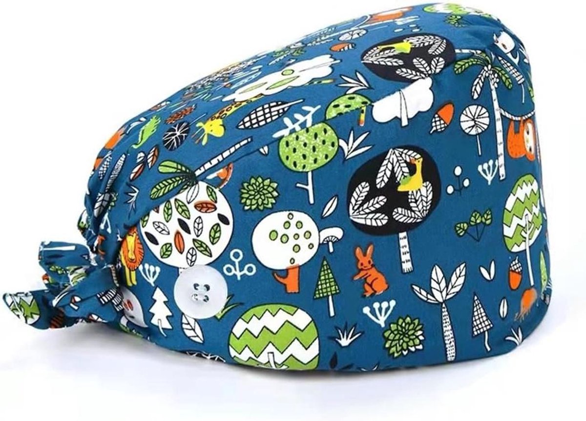   - Verstelbare chirurgische pet met knopen voor heren en dames - ideaal voor kok artsen tandartsen en verpleegkundigen - kliksluiting - lang haar - 1 stuk . -  