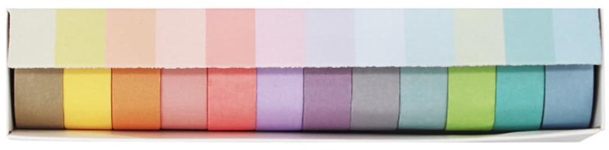 Inovra Plus - Kleurrijke Washi Tapes 12 stuks voor plakboeken en dagboeken - Decoratieve tape met levendige kleuren