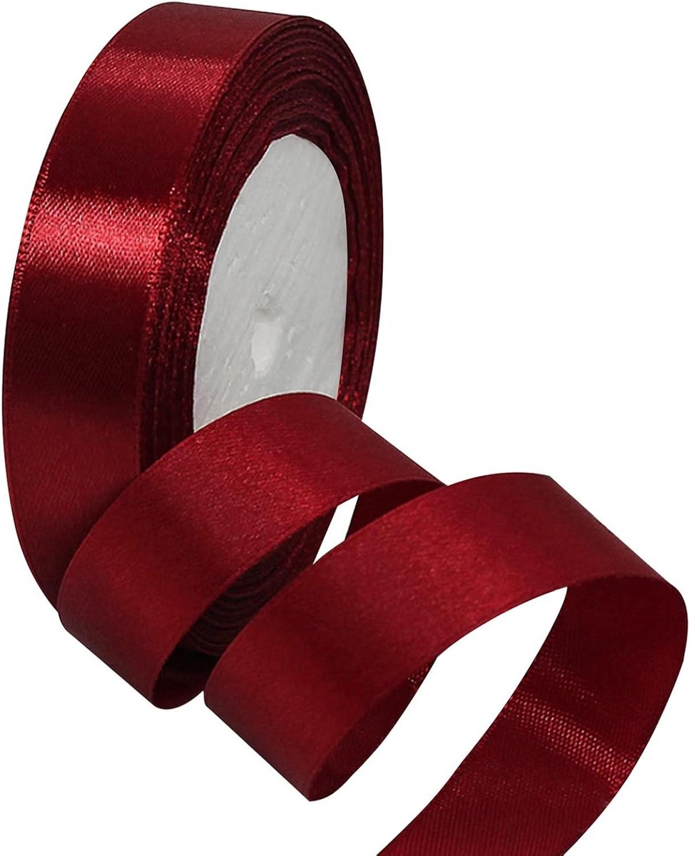 Inovra Plus - Satijnen lint 2 cm breed voor cadeau en decoratie - kerst, bruiloft en verjaardag - wijnrood - 22 meter