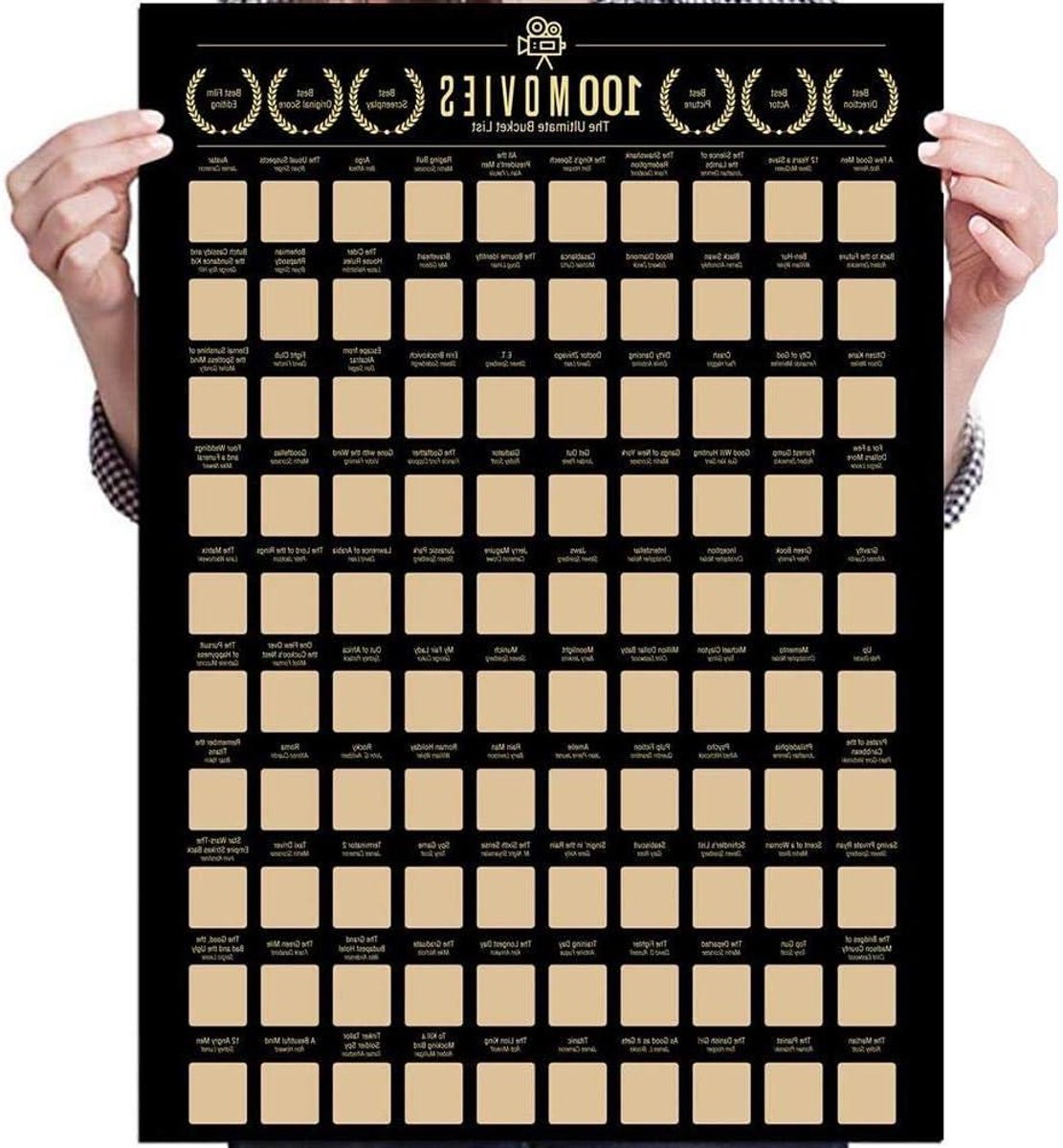   Plus - Scratch Off Poster met 100 Films - Film Bucket List - Krasbord met Top Films - Bioscoop Cadeau - Muurdecoratie - Krasposter voor Filmliefhebbers - (42x59.5cm)