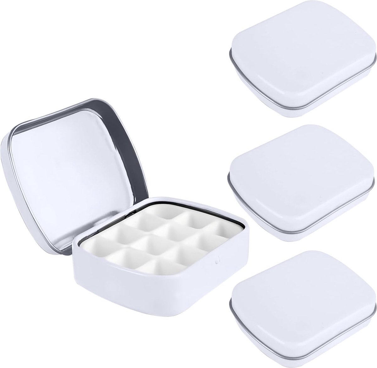 Inovra ® Compacte Mini Verfpalet Set met Deksel voor Reizen en Creatief Schilderen - 4 Stuks