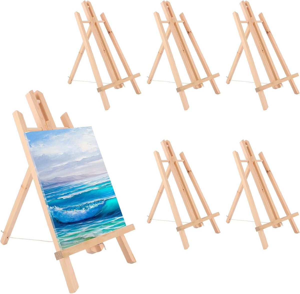 Inovra ® Houten Mini Canvas Standaarden voor Creatieve Kunstwerken en Displays, Set van 6