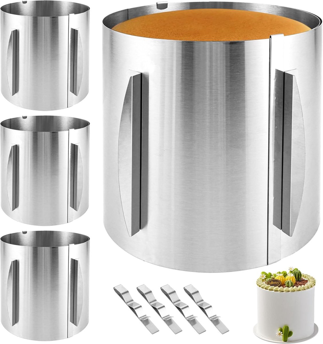 Inovra ® Twee-in-één Verstelbare Bakringen Set voor Perfecte Taarten en Desserts