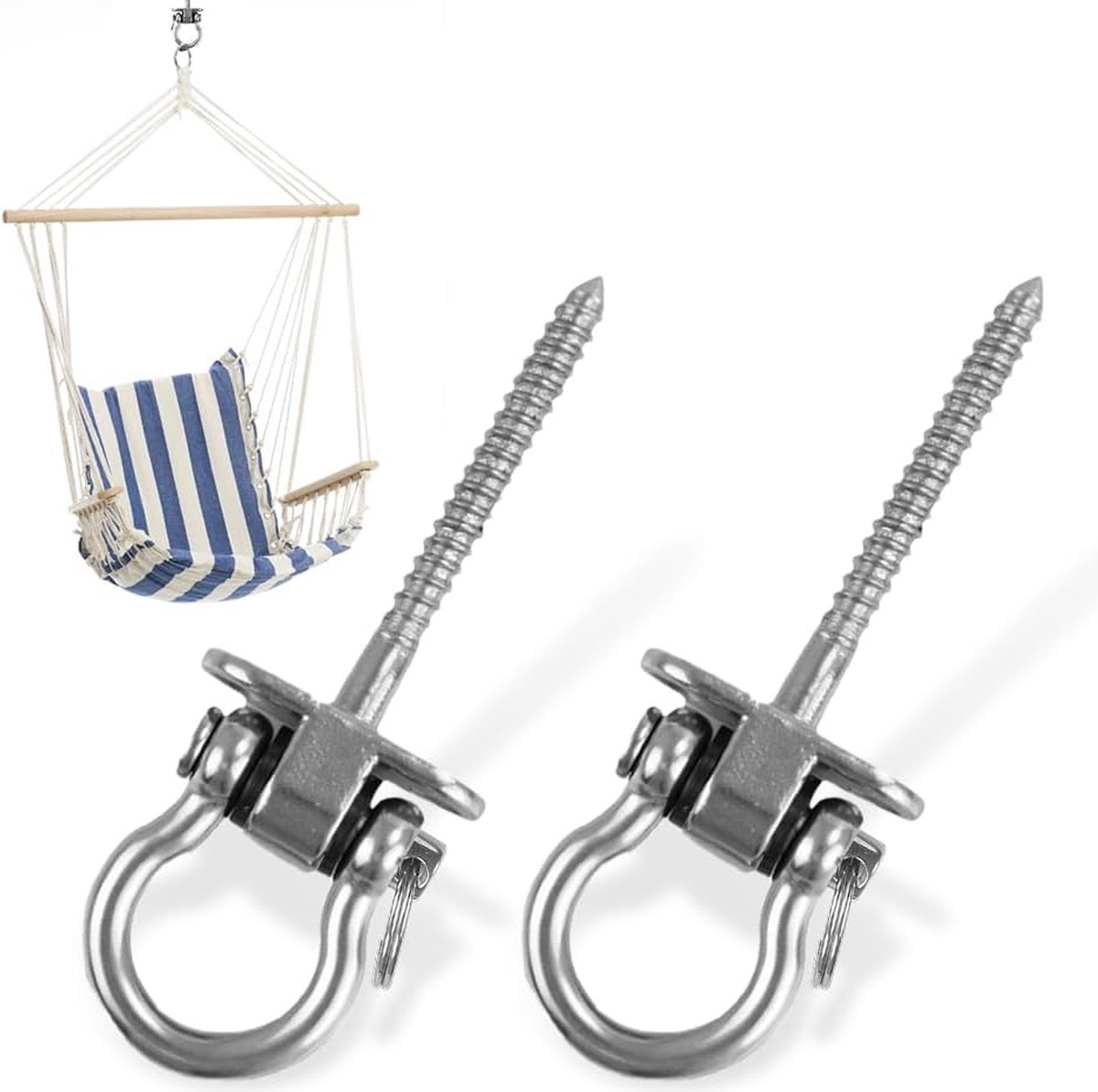   ® Veelzijdige Set van 2 Ophanghaken voor Schommels en Hangmatten met Draagvermogen van 500 kg