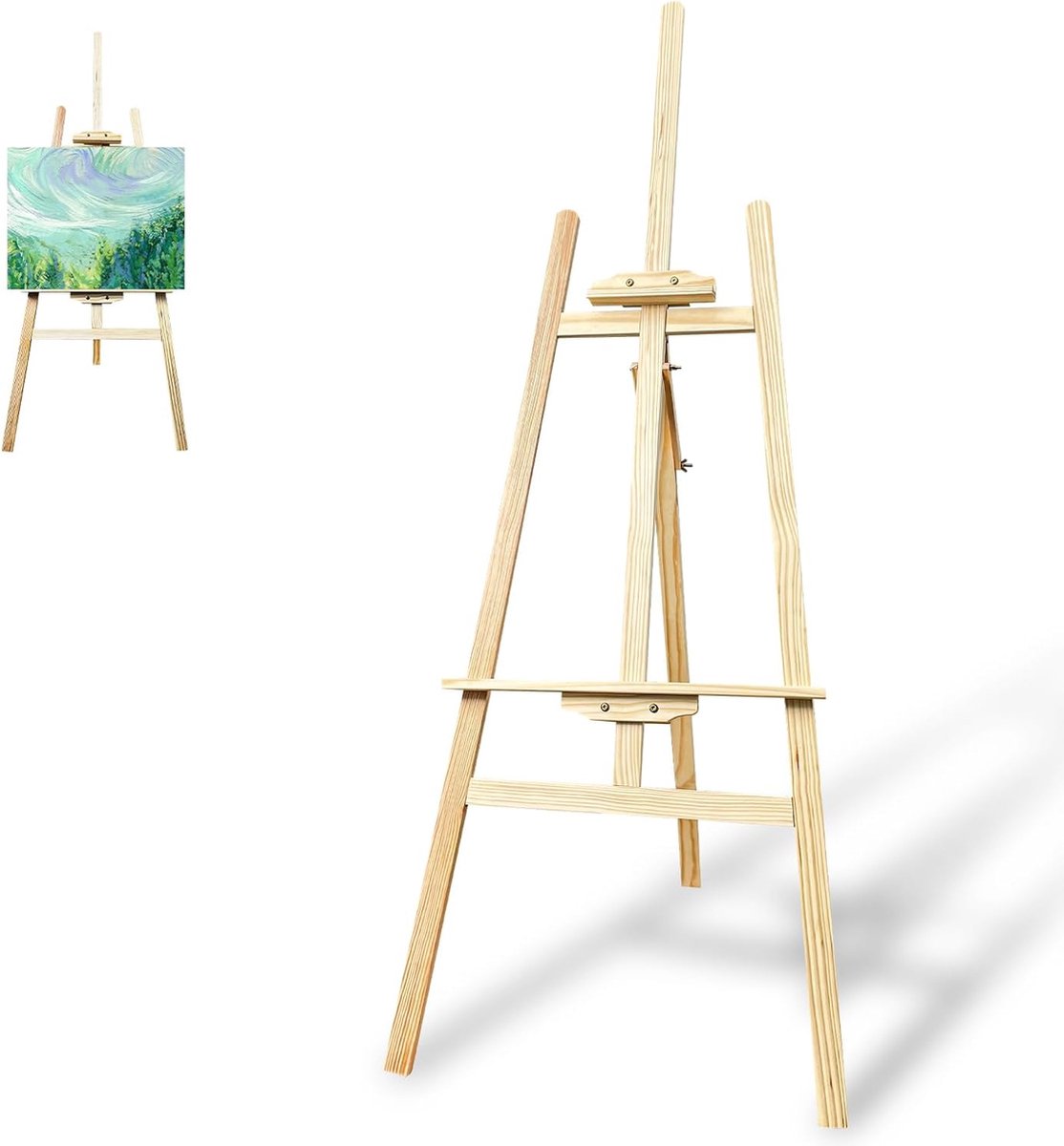 Inovra ® Verstelbare Houten Schildersezel van 150 cm voor Kunst en Decoratie