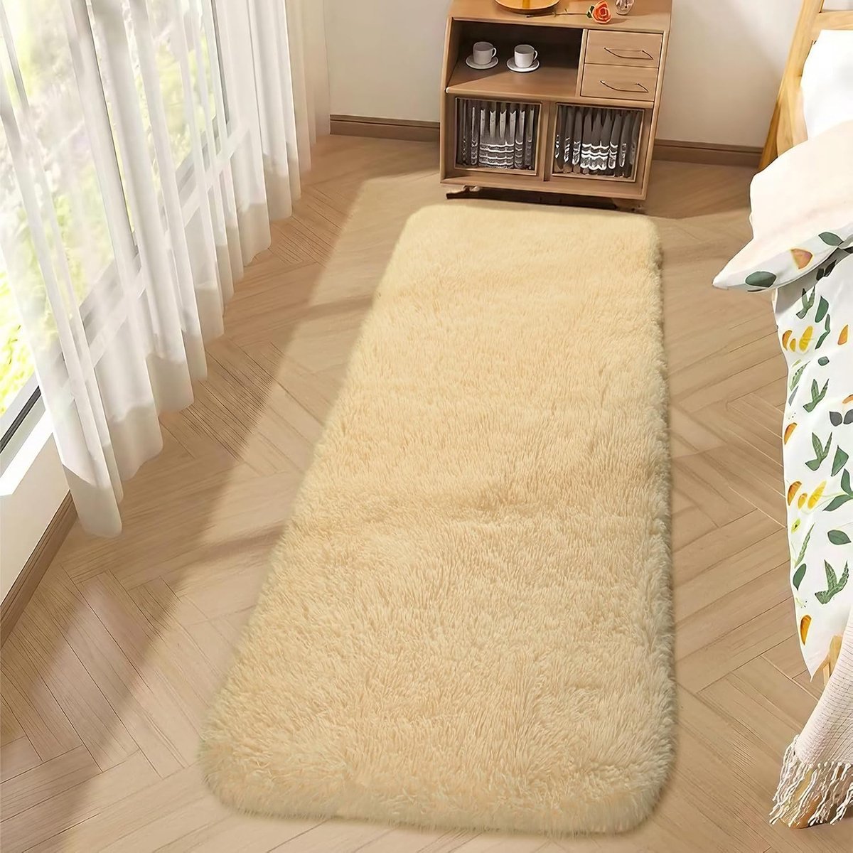 Inovra ® Zachte en Fluffy Grijze Vloerkleed Loper voor Woonkamer en Slaapkamer, 60 x 120 cm, Wasbaar en Anti-Slip