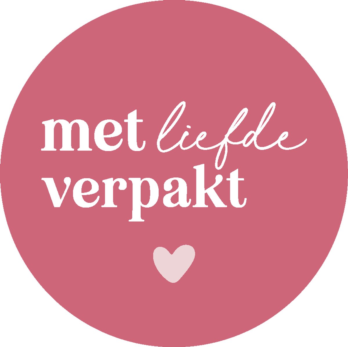 Roze sticker met witte opdruk 