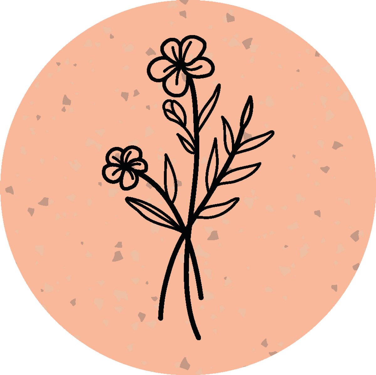 Roze sticker met zwarte bloem - Ø 4 cm – 200 stuks op rol – Sluitstickers voor cadeauverpakking, aankleding geschenkverpakking & webshops