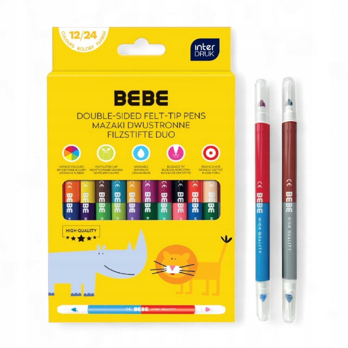 Dubbelzijdige Stiften 24 Kleuren - Bebe Kids Interdruk