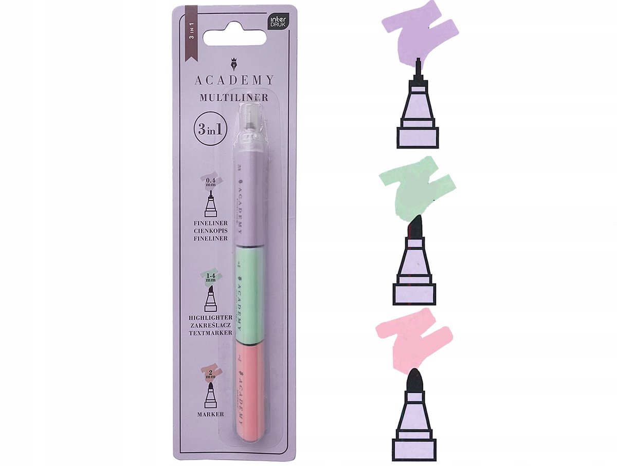 Interdruk Academy Multiliner 3-in-1 pastelstiftset