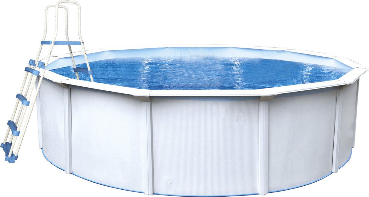 Interhiva Zwembad Sint Maarten – Rond Stalen Zwembad 4,60 x 1,20 m – Inclusief Filterinstallatie – Compleet Zwembadpakket voor de Tuin