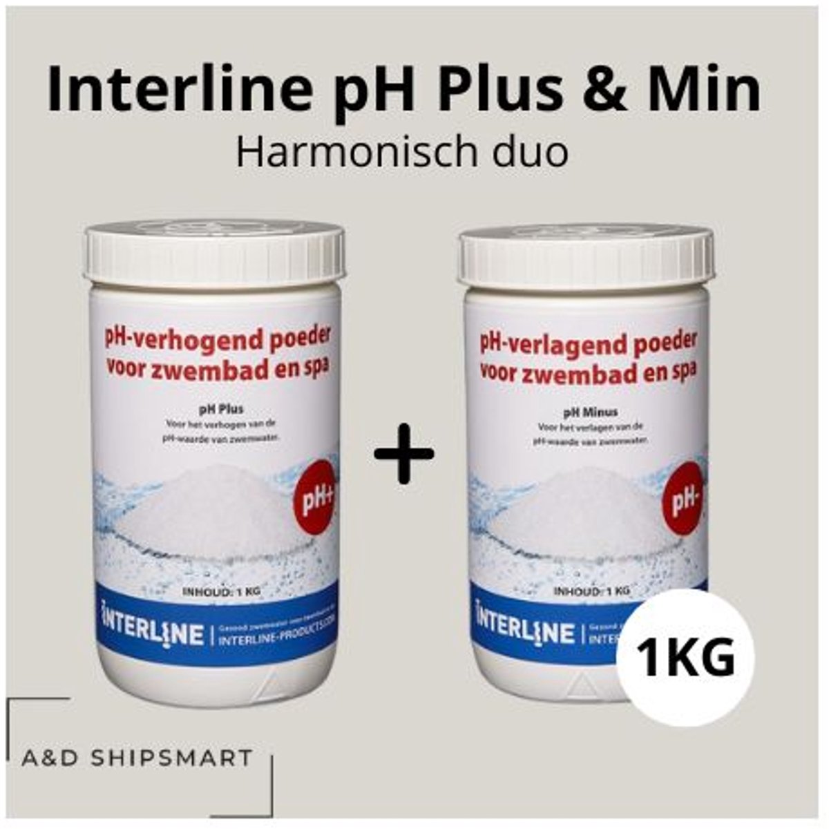 Interline pH Plus + pH Minus 1 KG - Verhogen pH waarde - Verlagen pH waarde - Zwembad - Onderhoud - Zwembad Onderhoud - Waterkwaliteit