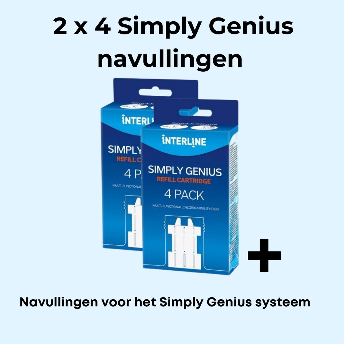 2x   Simply Genius Navulset 4 Stuks - zwembad desinfectie - Gemakkelijk systeem - Zwembaden tot 10.000L