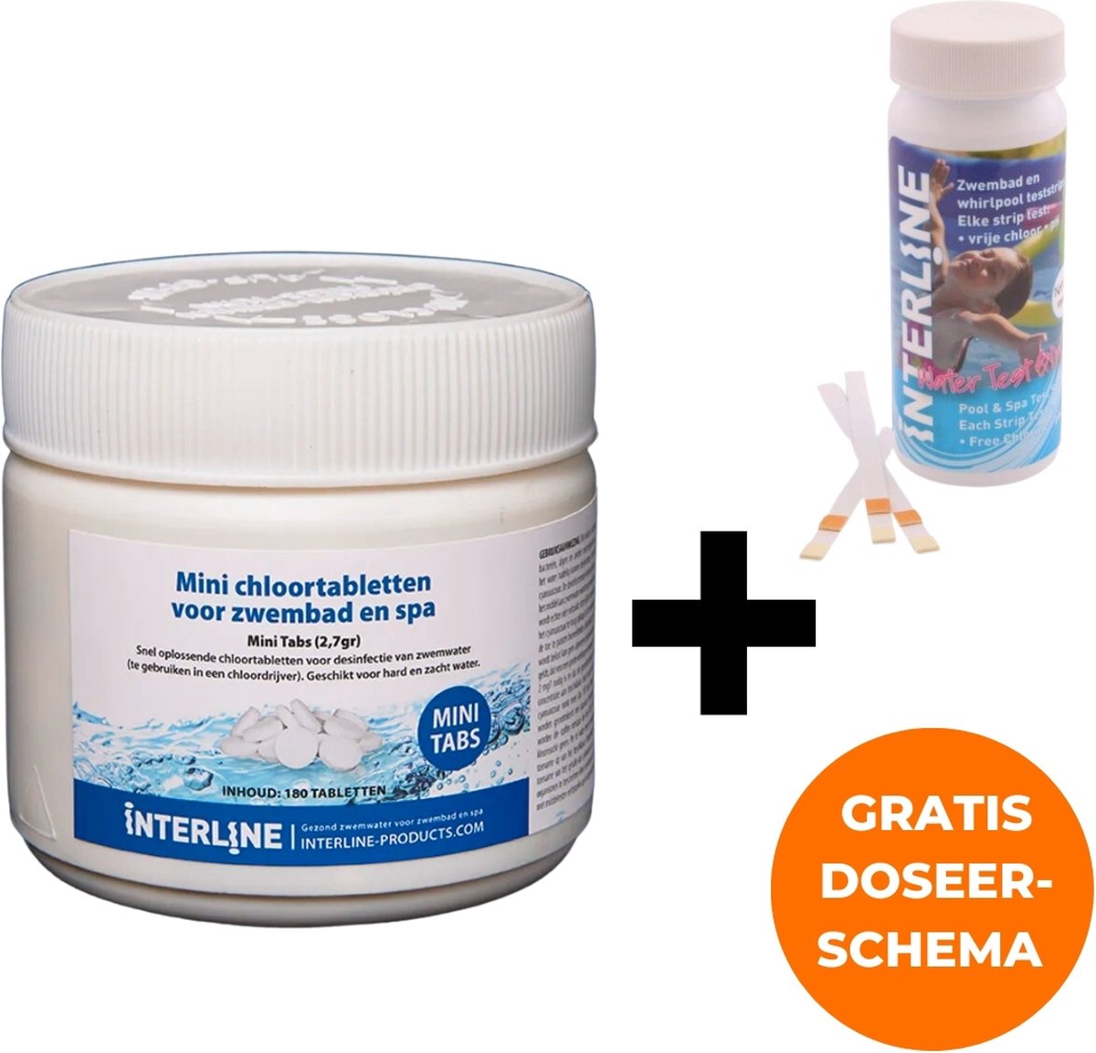 Interline Chloortabletten Mini Quick - Chloortabletten Zwembad - Geschikt voor Jacuzzi - Chloortabletten - Inclusief Teststrips Zwembad - Chloor - Zwembadchloor