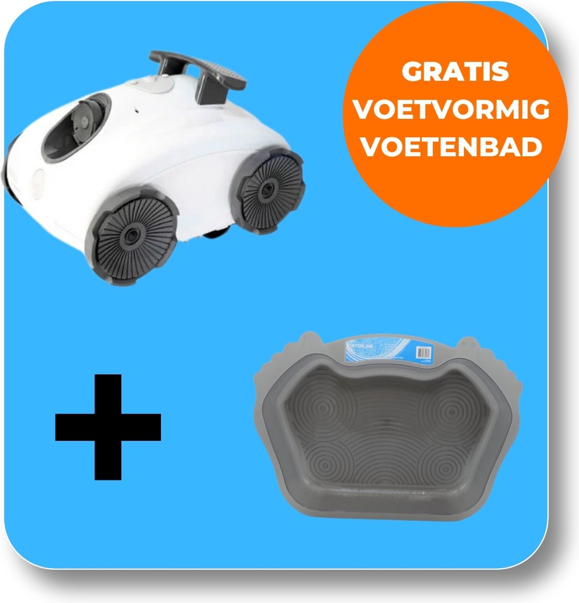 Interline Zwembadrobot King Crab - Bodemzuiger Zwembad - Zwembad Stofzuiger - Zwembad Reiniger - Zwembad Robot - Zwembadzuiger - Zwembadstofzuiger - Zwembaden tot 7m x 3,5m x 1.80 - Incl. gratis voetvormig voetenbad