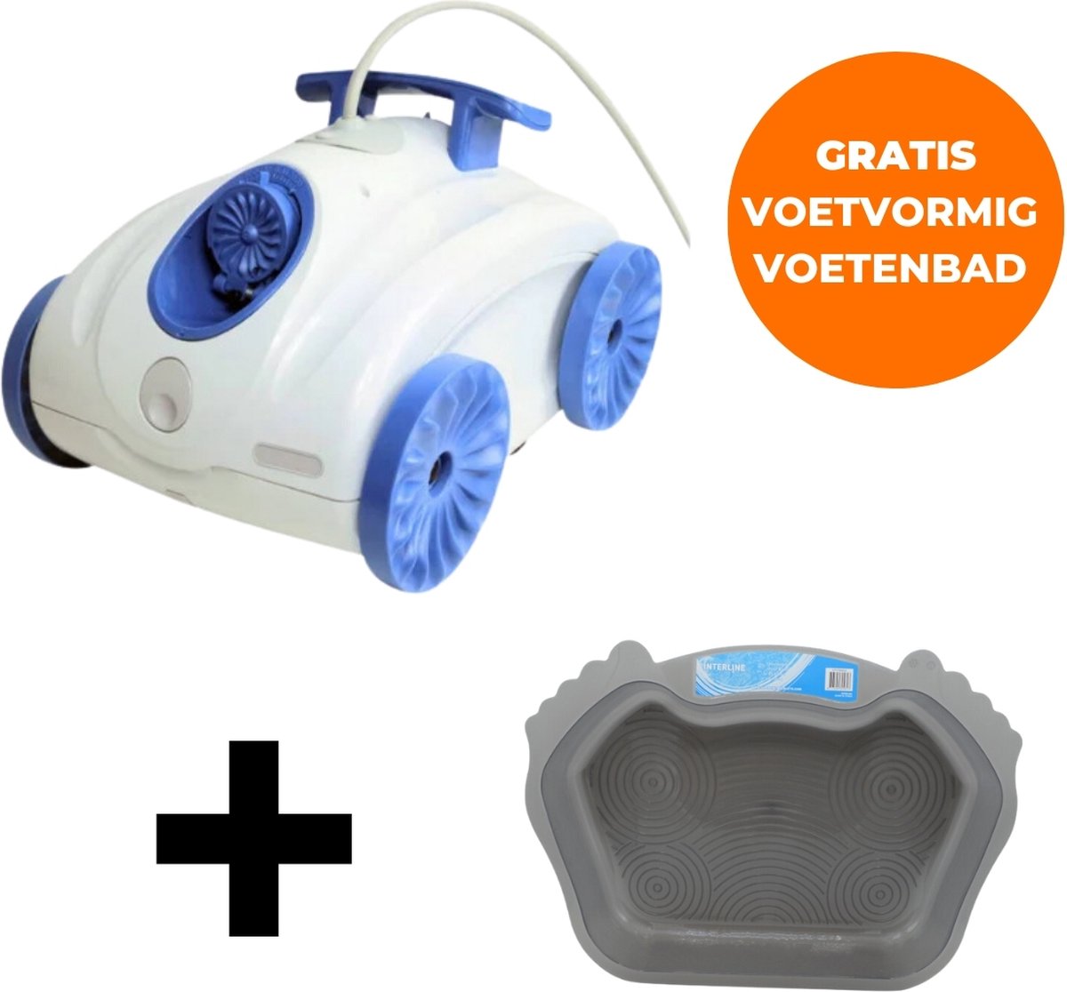 Interline Zwembadrobot Snapper - Bodemzuiger Zwembad - Zwembad Stofzuiger - Zwembad Reiniger - Zwembad Robot - Zwembadzuiger - Zwembadstofzuiger - Zwembaden tot 4,5m x 1.2m diep - Incl. Gratis Voetvormig Voetenbad