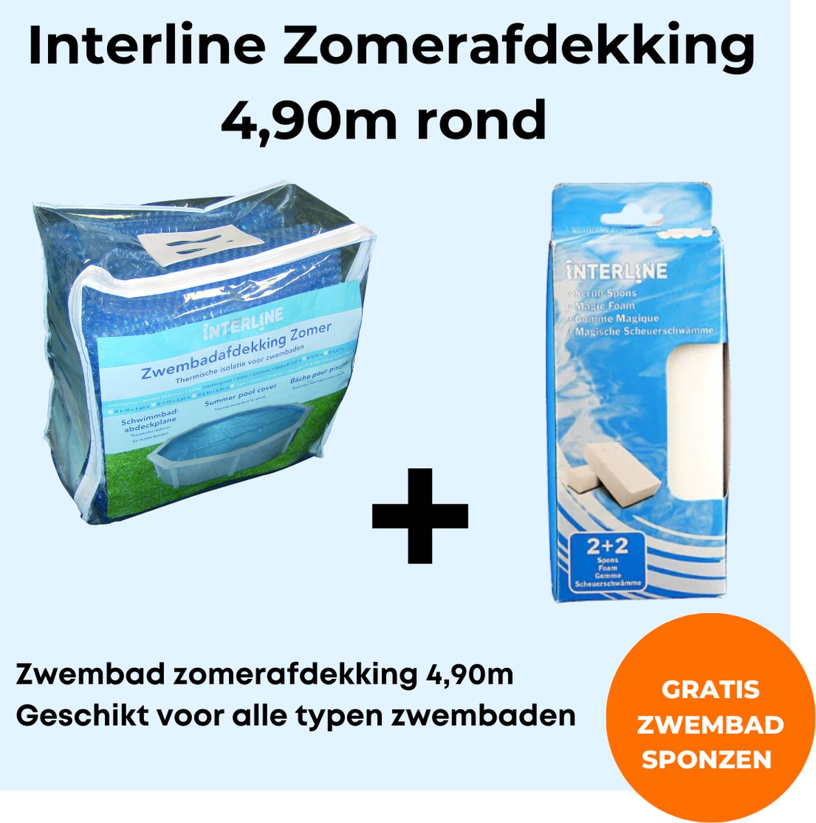   zomerafdekking Solar - Zomerafdekking 4,90m rond - Voor alle typen zwembaden - Warmt het water op - Verminderd verbruik chloor - Inclusief gratis zwembadspons