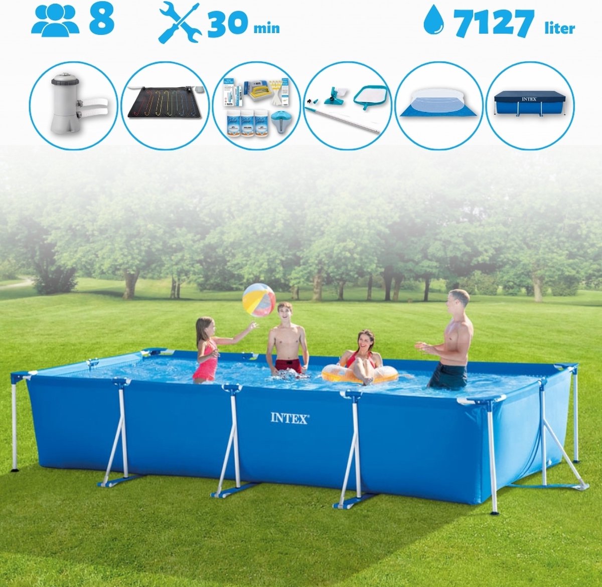 Intex Zwembad - Rechthoekig - 450 x 220 x 84 cm - Blauw