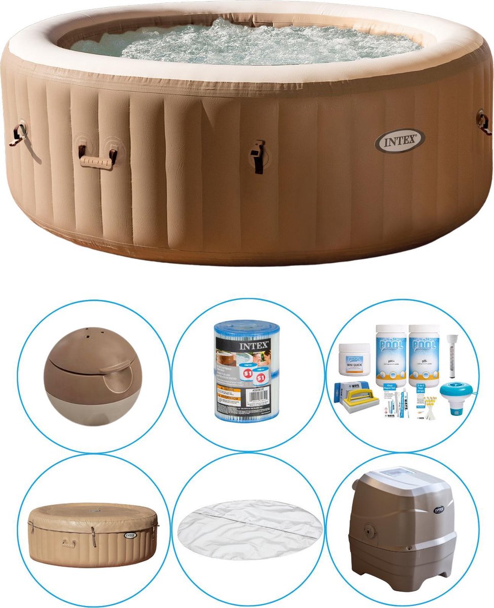   - Bubble Massage - Jacuzzi - 196 x 71 cm - Beige - Inclusief Onderhoudspakket Small