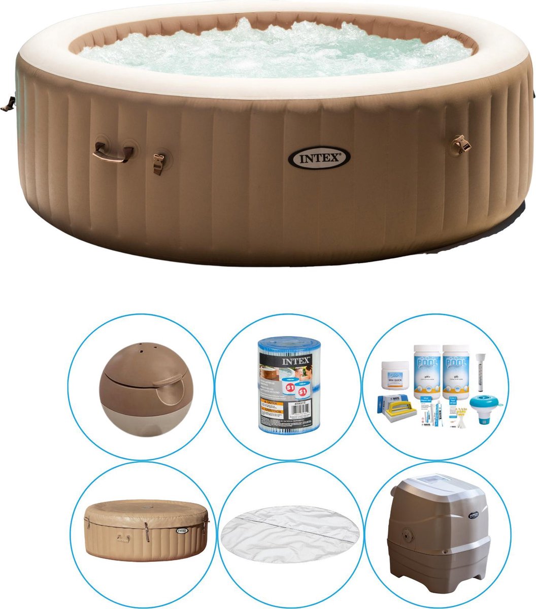   - Bubble Massage - Jacuzzi - 216 x 71 cm - Beige - Inclusief Onderhoudspakket Small