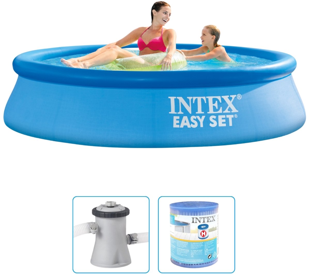   - Easy Set - Opblaaszwembad - Ø 244 x 61 cm - Inclusief Filterpomp & Filter