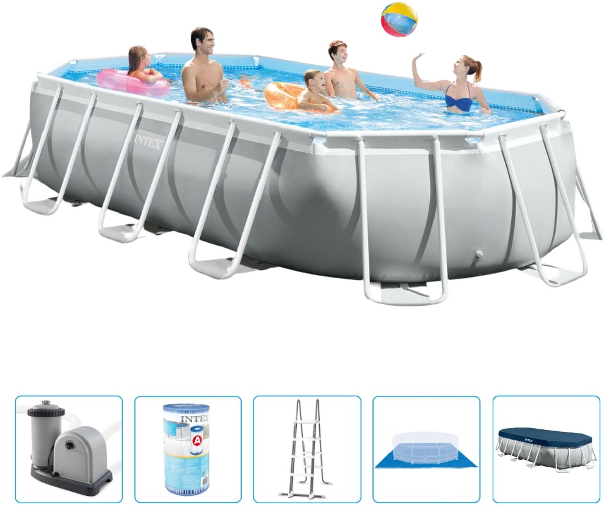   - Prism Frame - Ovaal - Opzetzwembad - 503 x 274 x 122 cm - Inclusief Filterpomp & Accessoires