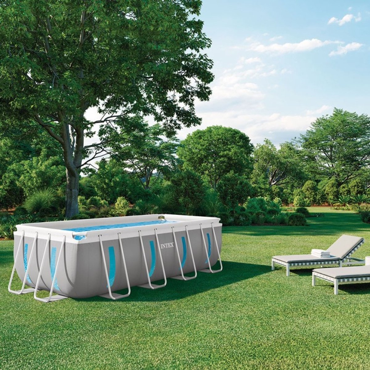   26770NP, Zwembad met frame, Kind & volwassen, Trap, Grijs