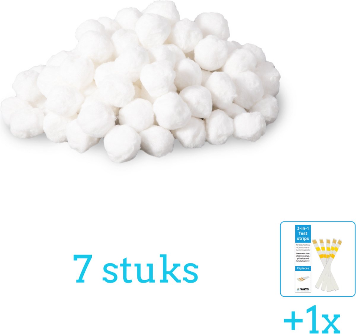   Filterbollen - Geschikt voor zandfilterpomp - 29045 - 7 stuks - Voordeelverpakking - Inclusief WAYS Testrips (1 stuks) -   - 26642GS - 26644GS - 26646GS - 26648GS - 26652GS