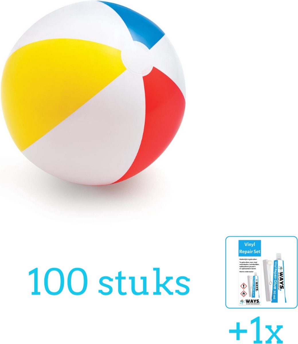   Opblaasbare   Glossy - Medium - 51 cm - 59020NP - Diameter 51 cm - 100 stuks - Voordeelverpakking - Inclusief WAYS Reparatiesetje (1 stuks)