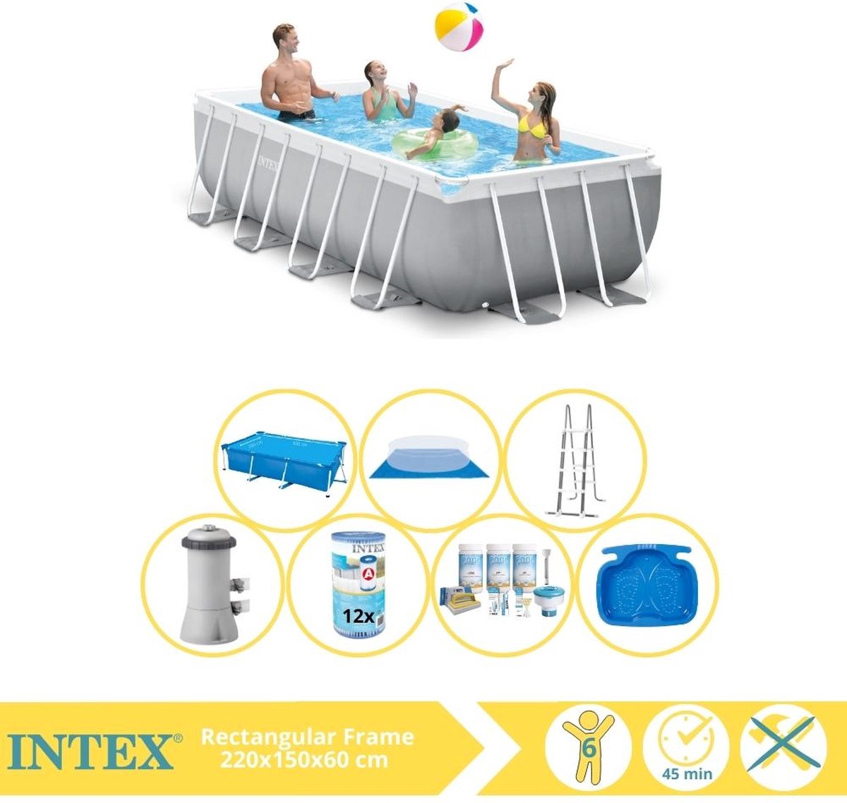   Prism Frame Zwembad - Opzetzwembad - 400x200x100 cm - Inclusief Solarzeil, Onderhoudspakket, Filter, Grondzeil en Voetenbad