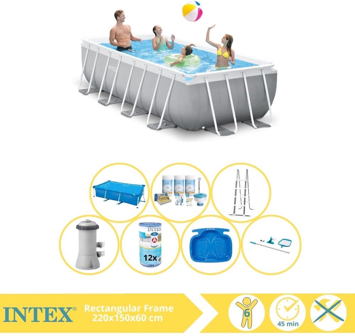   Prism Frame Zwembad - Opzetzwembad - 400x200x100 cm - Inclusief Solarzeil, Onderhoudspakket, Filter, Onderhoudsset en Voetenbad