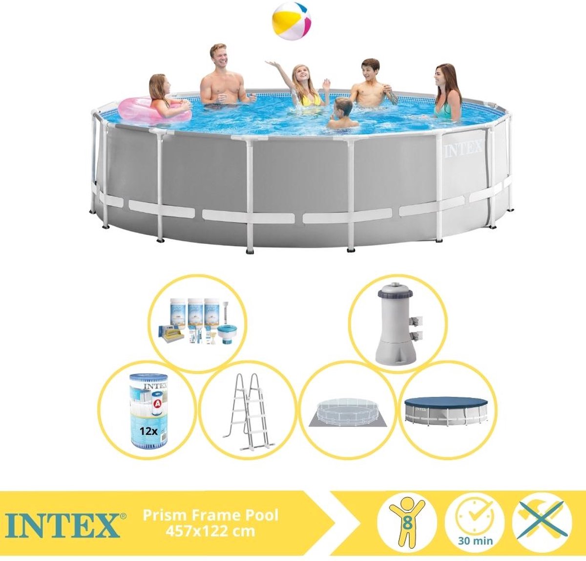   Prism Frame Zwembad - Opzetzwembad - 457x122 cm - Inclusief Onderhoudspakket en Filter