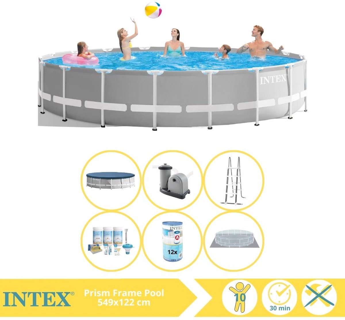  Prism Frame Zwembad - Opzetzwembad - 549x122 cm - Inclusief Onderhoudspakket en Filter