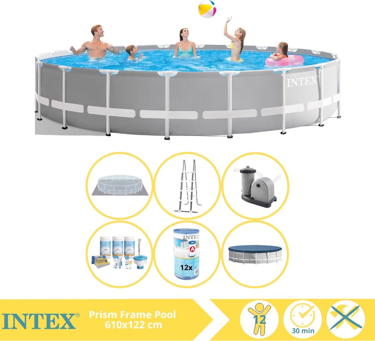   Prism Frame Zwembad - Opzetzwembad - 610x122 cm - Inclusief Onderhoudspakket en Filter