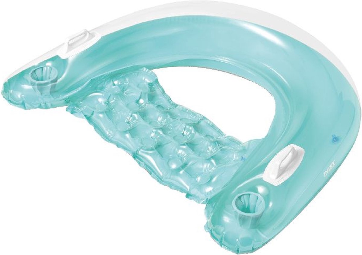   Sitn Float Lounge Luchtbed Blauw 147X99 CM - Luxe Strand Luchtbed - Zwembad Luchtbed - Inclusief Bekerhouder en Handgrepen