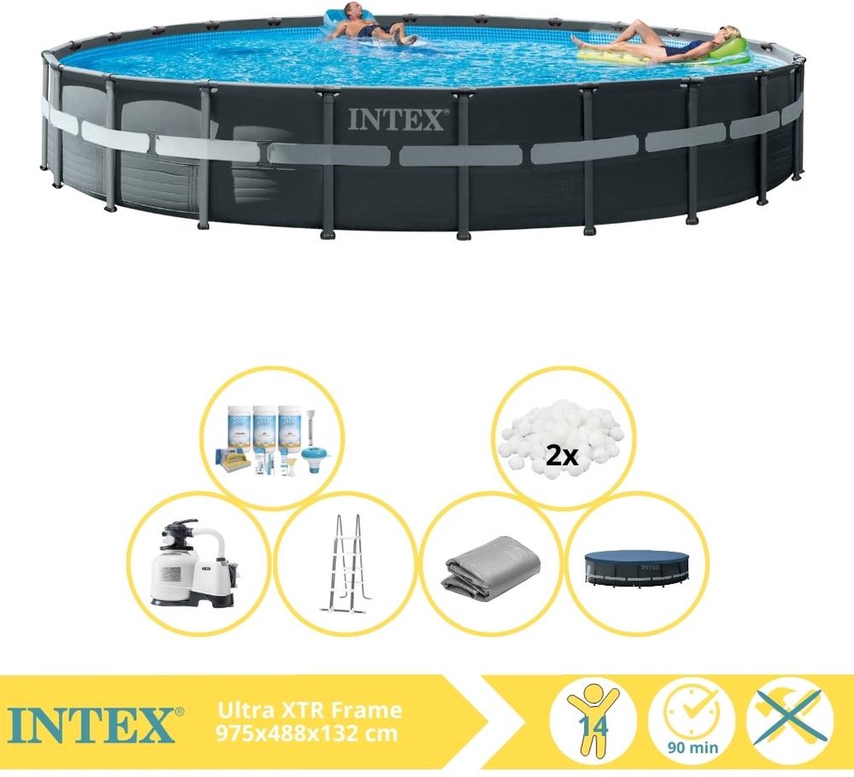   Ultra XTR Frame Zwembad - Opzetzwembad - 732x132 cm - Inclusief Onderhoudspakket en Filterbollen