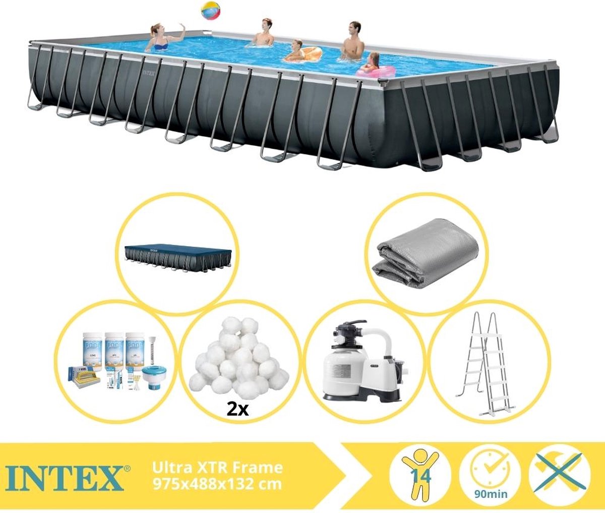 Intex Ultra XTR Frame Zwembad - Opzetzwembad - 975x488x132 cm - Inclusief Onderhoudspakket en Filterbollen