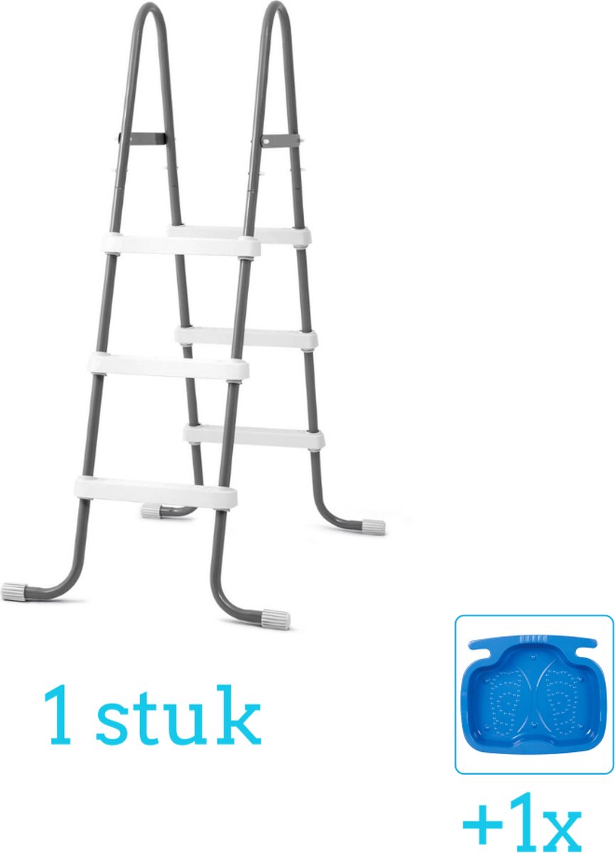 Intex Zwembadtrap - 107 cm inclusief Intex Voetenbad (1 stuks) - Zwembad trap - Zwembadladder - Zwembadtrap Intex