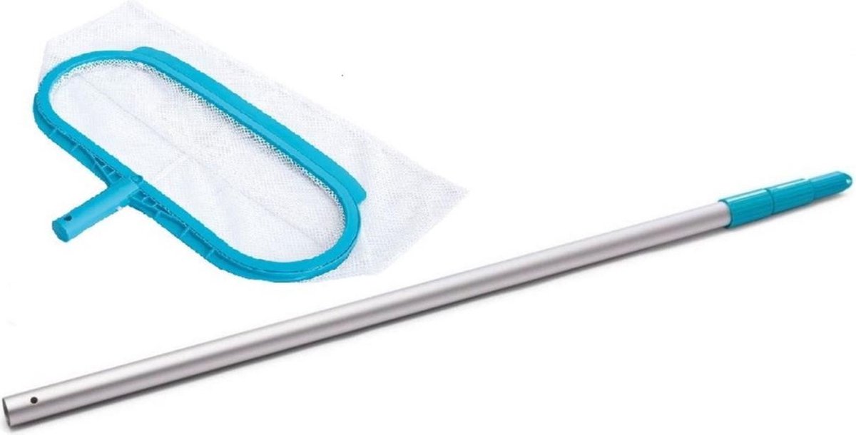   zwembad reigining diepte zeef/schepnet incl. telescopische steel 239 cm - bladeren verwijderen - Zwembaden schoonmaken accessoires