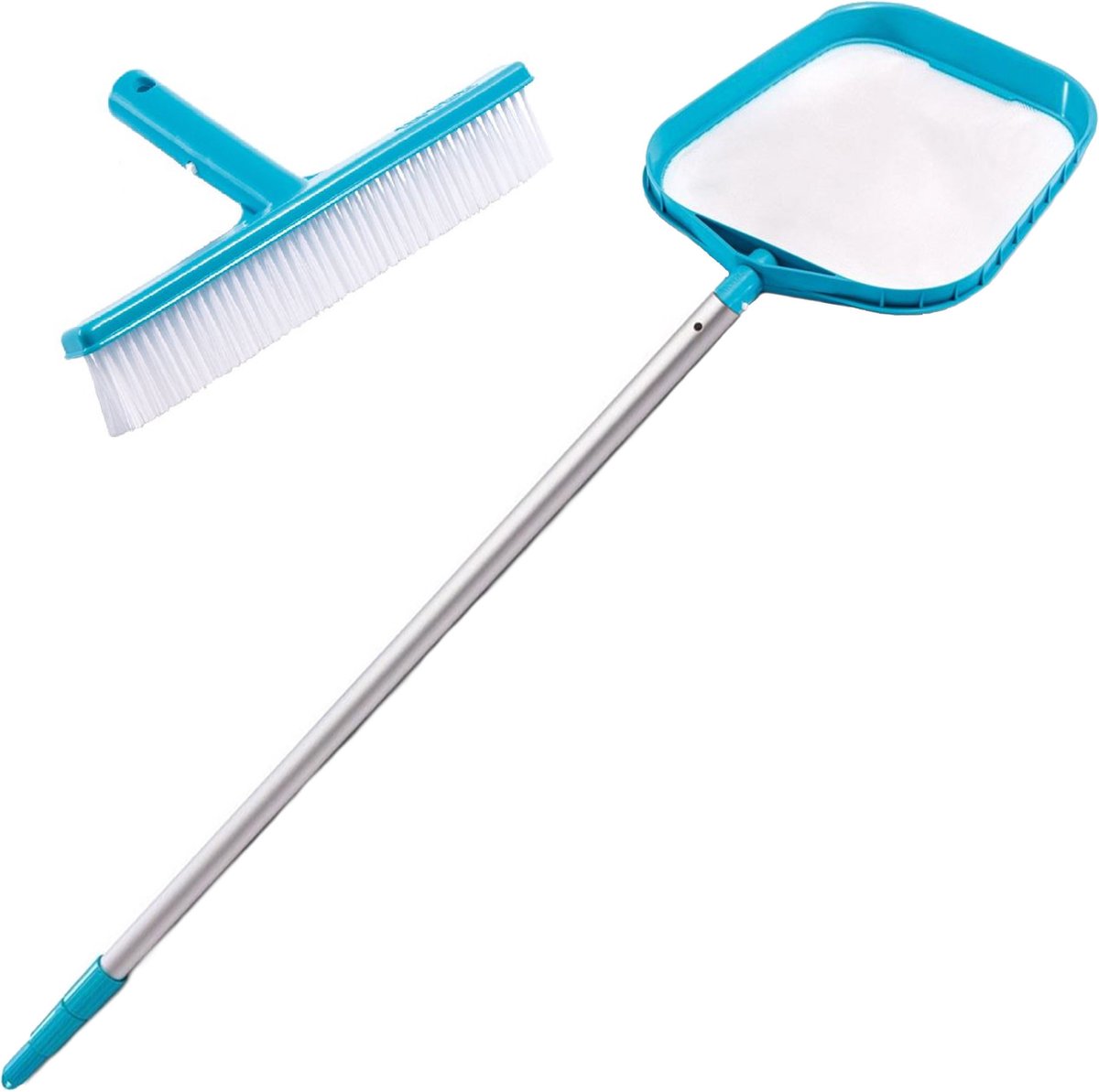   zwembad reinigingsset met telescoopsteel - schepnet en borstel - max 239 cm