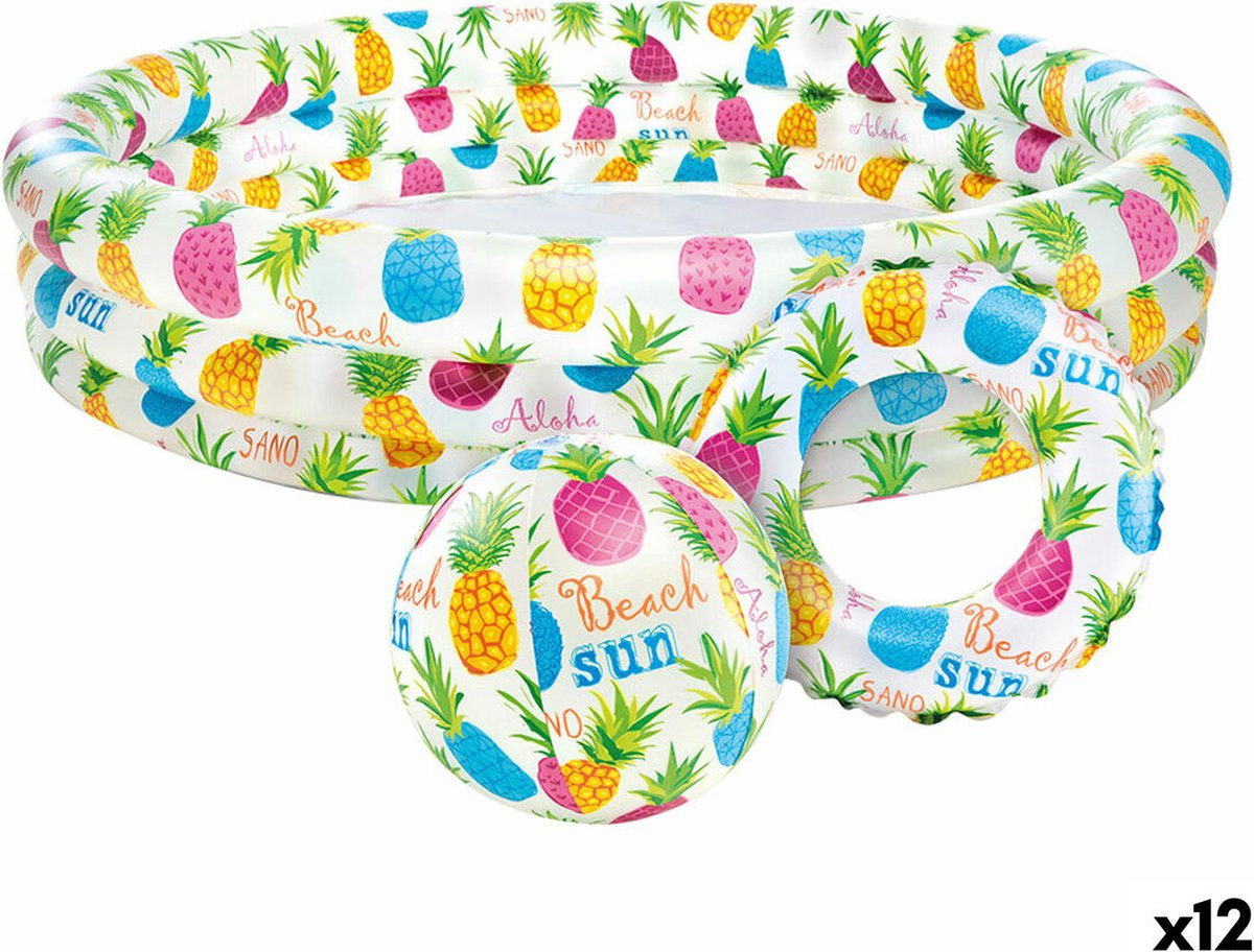 Opblaasbaar Kinderzwembad   Ananas Ringen 248 L 132 x 28 x 132 cm (12 Stuks)