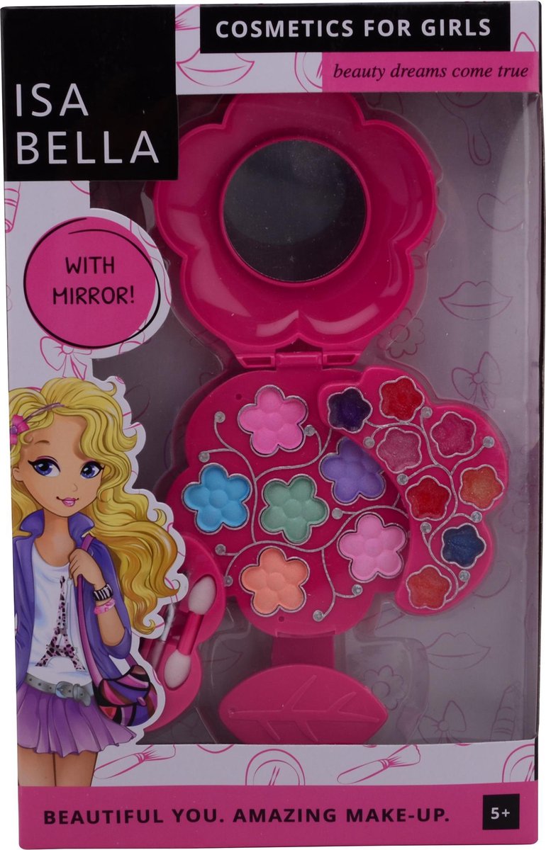 Isa Bella Make-up Set Met Spiegel 18 X 29 Cm Roze 17-delig